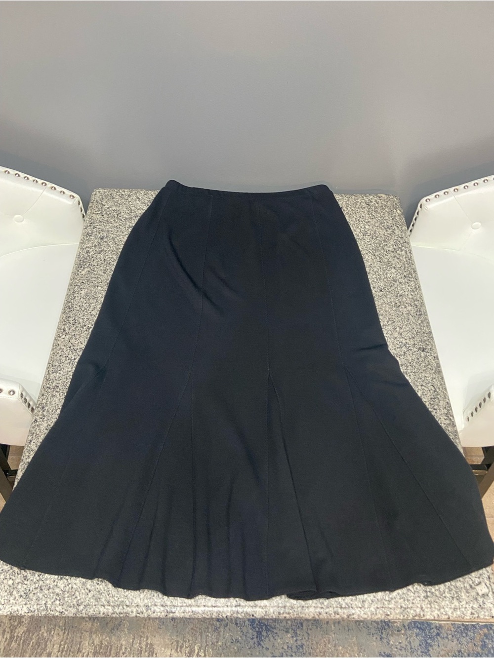 EILEEN FISHER Womens Long Black Trumpet Skirt Italian Wool Blend Flare Maxi L - Picture 7 of 15